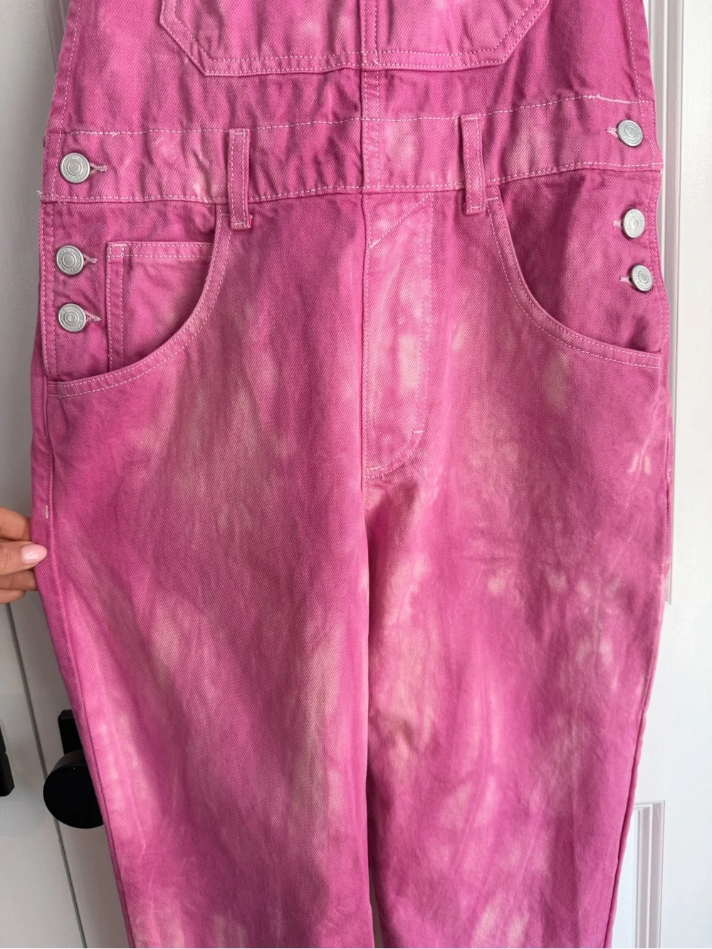 Free People We The Free Women’s Ziggy Denim Overall Straight Leg Electric Pick S - Picture 6 of 12